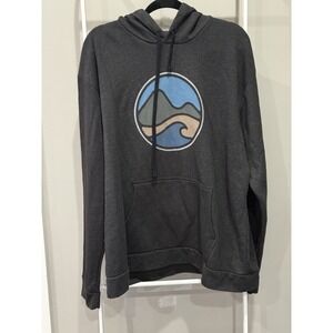 Wohven Men's 2X Gray Hoodie Sweatshirt Wave Mountain Minimalist Outdoor Comfy